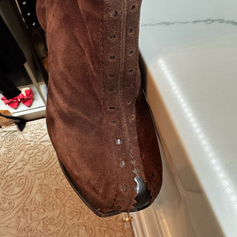 Bebe Brown Suede Stiletto Women's Boots - Picture 4 of 8